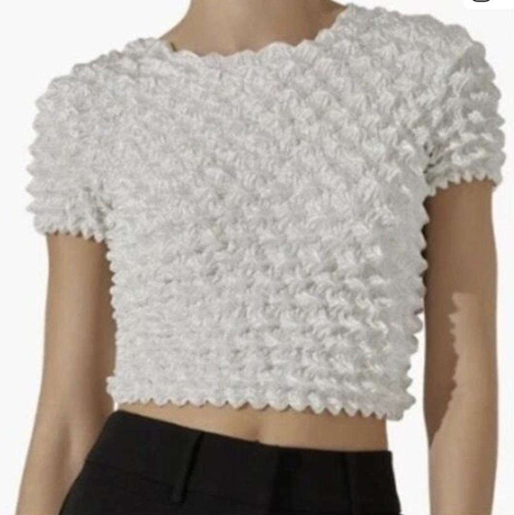 ASTR The Label Popcorn Crop Top White S NWT